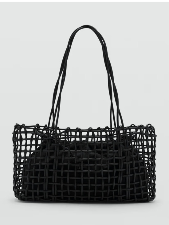 Mango Handbags - MANGO Black Woven Leather Purse Bag
